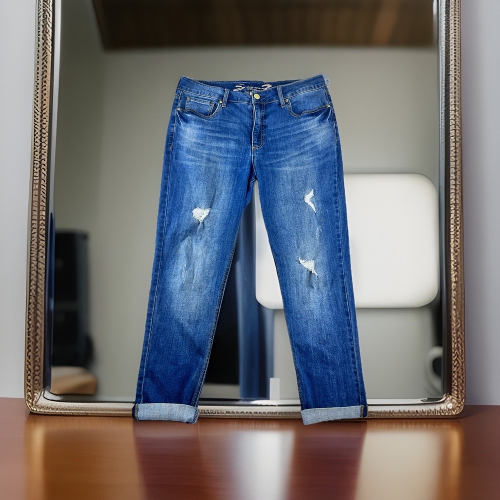 Seven7 Weekend Size 14 34x28.5 Slim Fitโ Stretch Jeans High Rise Denim Blue